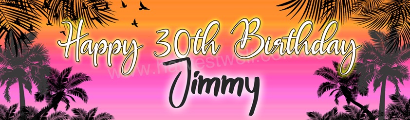 Sunset Night Party Birthday Customized Banner Sunset Night Party Birthday Customized Banner